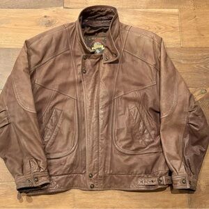 VINTAGE Wilson Men's Leather Bomber Jacket XL Brown Adventure Bound Thinsulate
